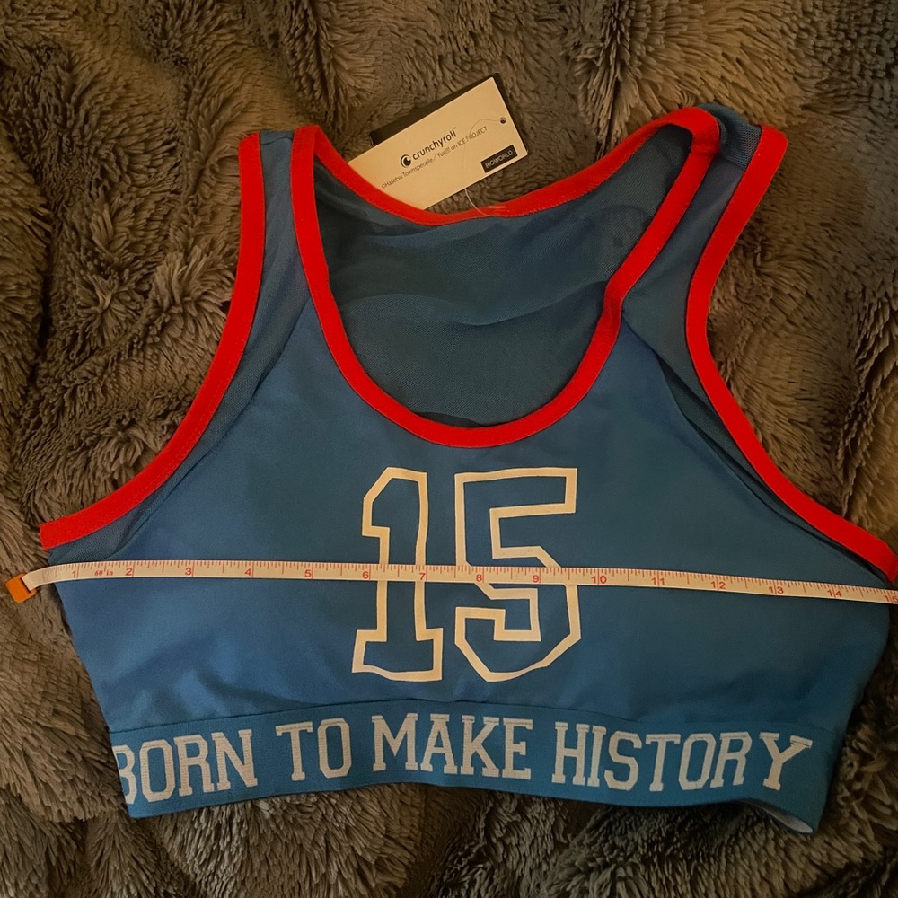 Blue Athletic Sports Bra with Red Trim - YURI on ice - Picture 3 of 5